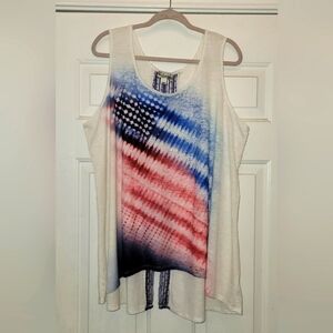 Tie-Dye Look Patriotic Sleeveless Top
